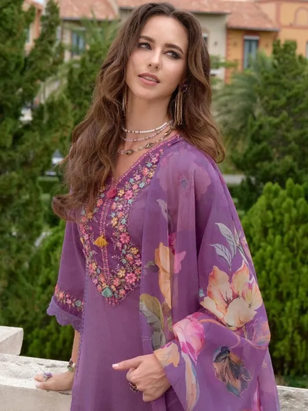 Purple_Cotton_Premium_&_Elegant_Kurta_&_Pant_Set_With_Dupatta_For_Women_&_Girls
