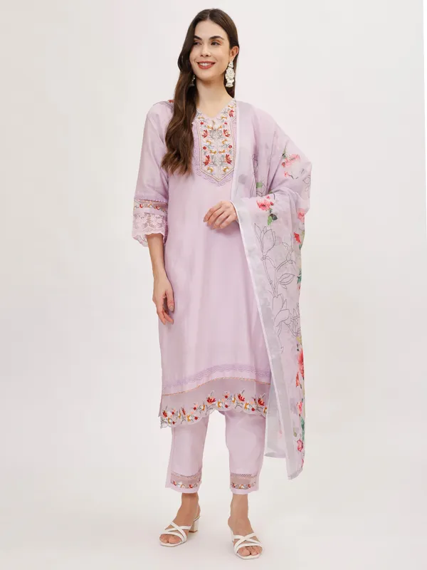 Lilac_Cotton_Premium_&_Elegant_Kurta_&_Pant_Set_With_Dupatta_For_Women_&_Girls