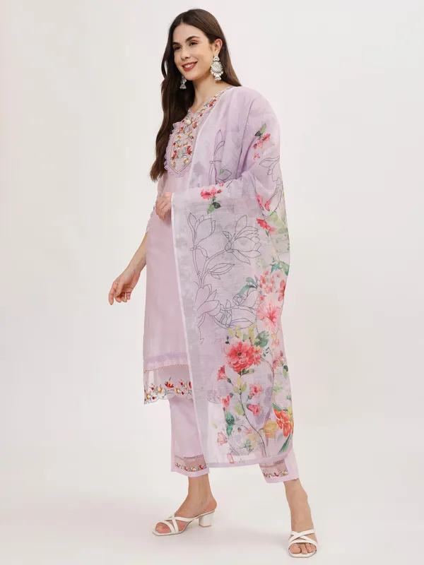 Lilac_Cotton_Premium_&_Elegant_Kurta_&_Pant_Set_With_Dupatta_For_Women_&_Girls