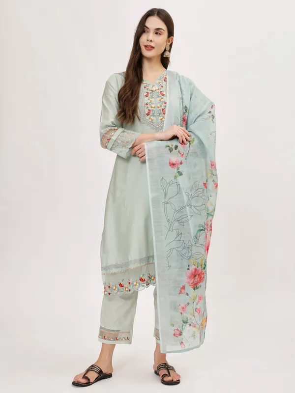 Mint_Cotton_Premium_&_Elegant_Kurta_&_Pant_Set_With_Dupatta_For_Women_&_Girls