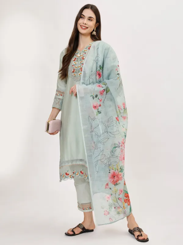 Mint_Cotton_Premium_&_Elegant_Kurta_&_Pant_Set_With_Dupatta_For_Women_&_Girls
