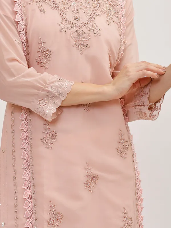 Pink_Cotton_Premium_&_Elegant_Kurta_&_Pant_Set_With_Dupatta_For_Women_&_Girls