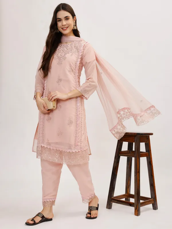 Pink_Cotton_Premium_&_Elegant_Kurta_&_Pant_Set_With_Dupatta_For_Women_&_Girls