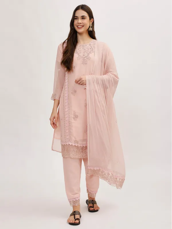 Pink_Cotton_Premium_&_Elegant_Kurta_&_Pant_Set_With_Dupatta_For_Women_&_Girls
