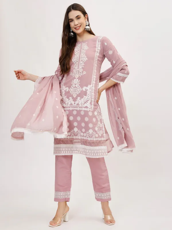 Lilac_Cotton_Premium_&_Elegant_Kurta_&_Pant_Set_With_Dupatta_For_Women_&_Girls