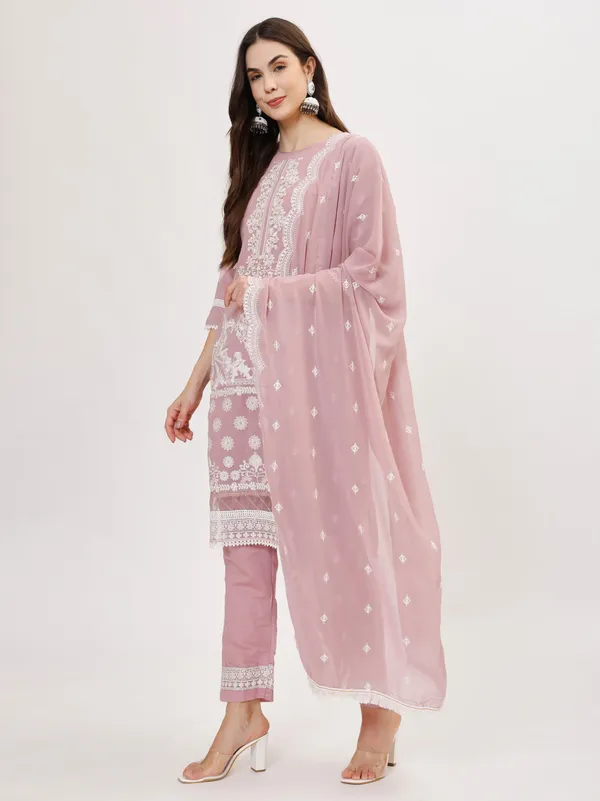 Lilac_Cotton_Premium_&_Elegant_Kurta_&_Pant_Set_With_Dupatta_For_Women_&_Girls