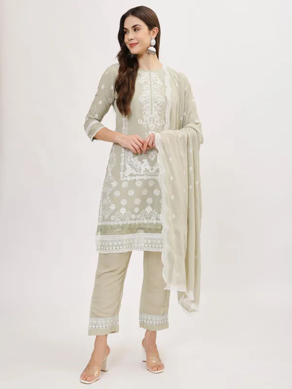 Green_Cotton_Premium_&_Elegant_Kurta_&_Pant_Set_With_Dupatta_For_Women_&_Girls