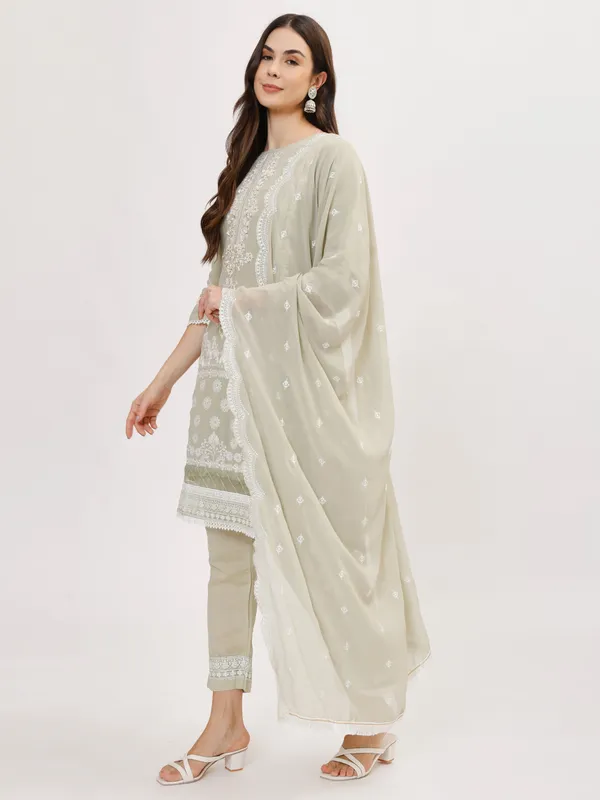 Green_Cotton_Premium_&_Elegant_Kurta_&_Pant_Set_With_Dupatta_For_Women_&_Girls