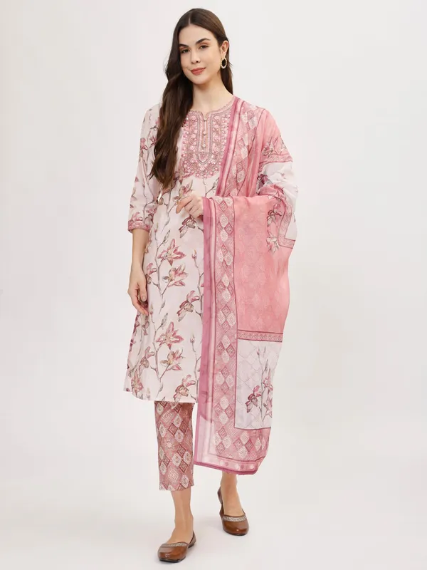 Pink_Cotton_Premium_&_Elegant_Kurta_&_Pant_Set_With_Dupatta_For_Women_&_Girls