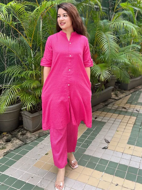 Hot_Pink_Cotton_Premium_&_Elegant_Co-Ord_Sets_For_Women_&_Girls