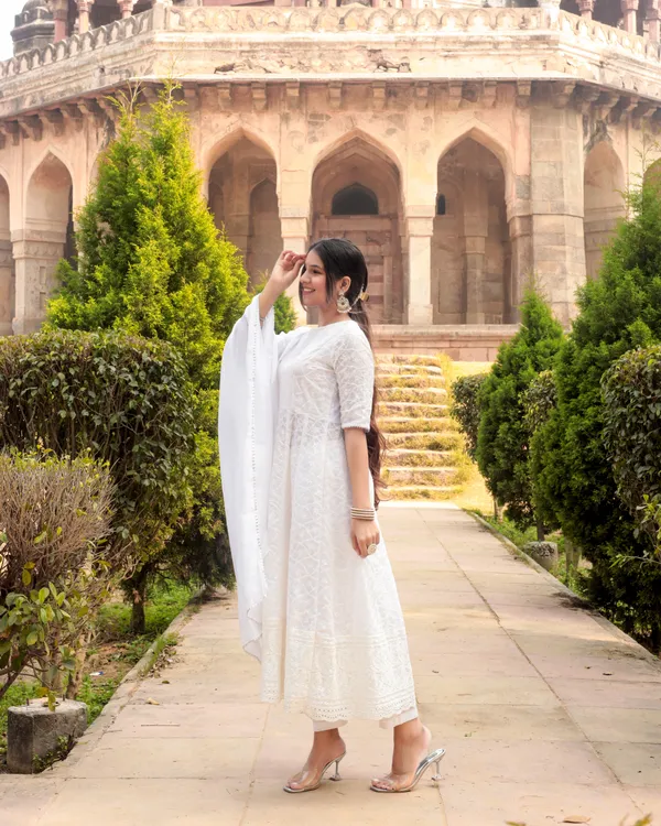 White_Cotton_Premium_&_Elegant_Kurta_&_Dupatta_Set_For_Women_&_Girls