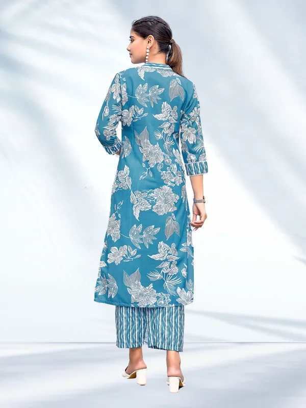 Blue_Rayon_Premium_&_Elegant_Kurta_&_Pant_Set_For_Women_&_Girls