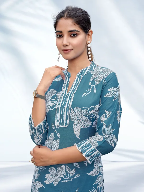 Blue_Rayon_Premium_&_Elegant_Kurta_&_Pant_Set_For_Women_&_Girls