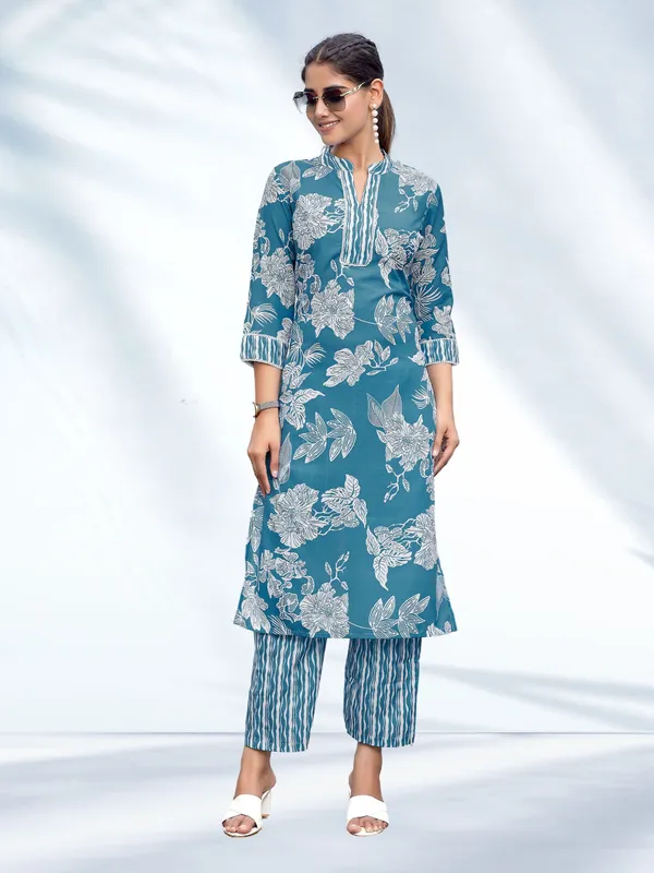 Blue_Rayon_Premium_&_Elegant_Kurta_&_Pant_Set_For_Women_&_Girls