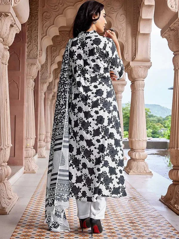 Black_&_White_Viscose_Premium_&_Elegant_Kurta_,_Dupatta_Pant_For_Women_&_Girls