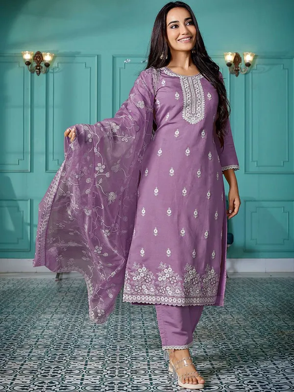 Purple_Chanderi_Premium_&_Elegant_Kurta_,_Dupatta_Pant_For_Women_&_Girls