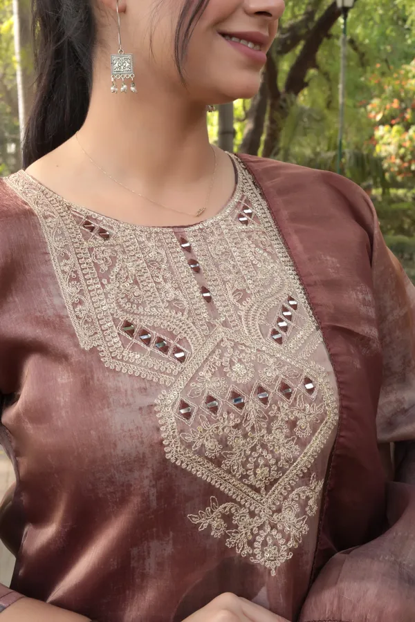Brown_Silk_Premium_&_Elegant_Kurta_&_Pant_Set_With_Dupatta_For_Women_&_Girls