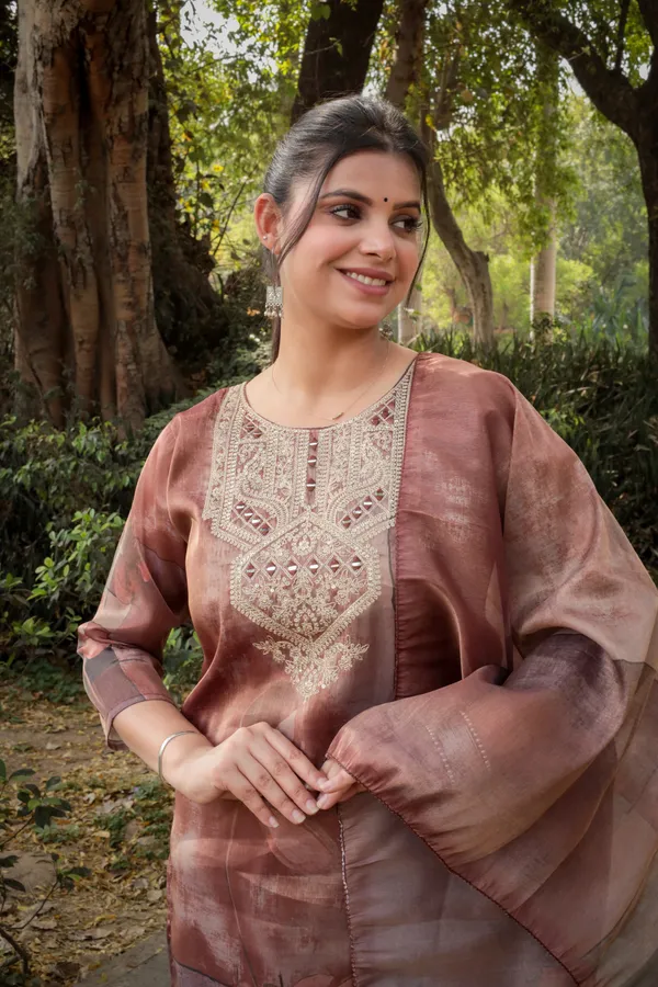 Brown_Silk_Premium_&_Elegant_Kurta_&_Pant_Set_With_Dupatta_For_Women_&_Girls