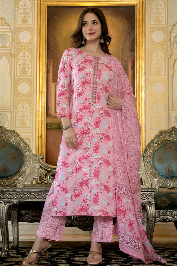 Pink_Rayon_Premium_&_Elegant_Kurta_,_Dupatta_Pant_For_Women_&_Girls
