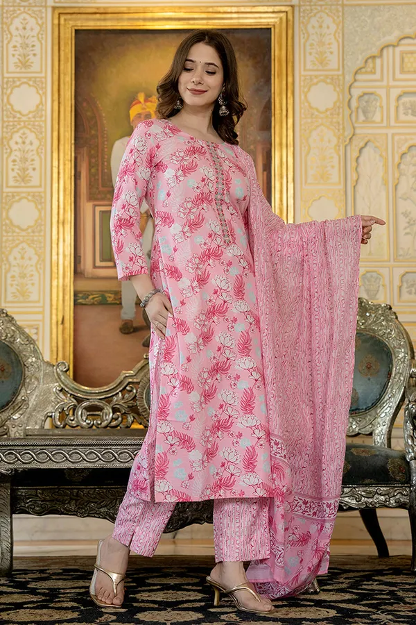 Pink_Rayon_Premium_&_Elegant_Kurta_,_Dupatta_Pant_For_Women_&_Girls