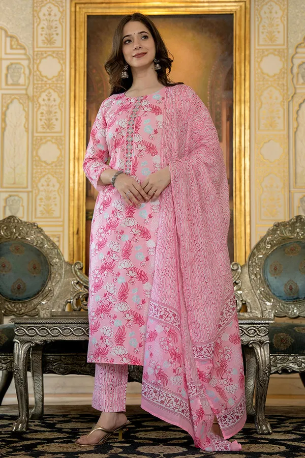 Pink_Rayon_Premium_&_Elegant_Kurta_,_Dupatta_Pant_For_Women_&_Girls