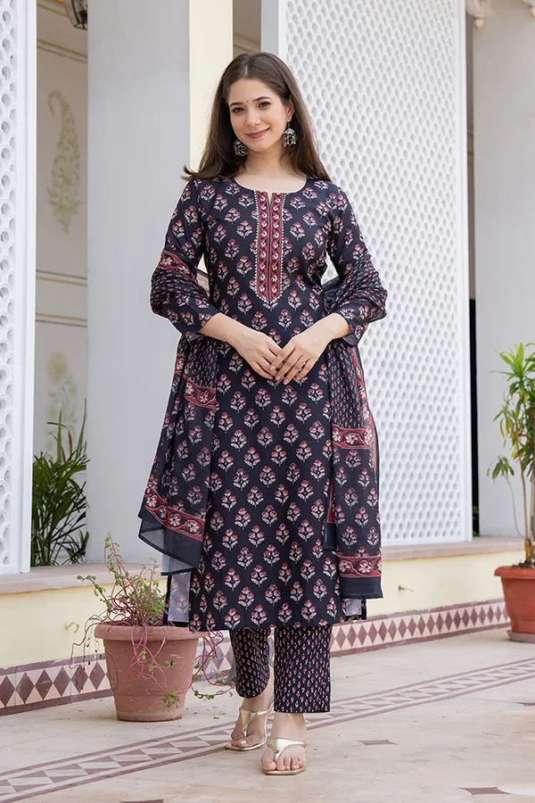 Black_Rayon_Premium_&_Elegant_Kurta_,_Dupatta_Pant_For_Women_&_Girls