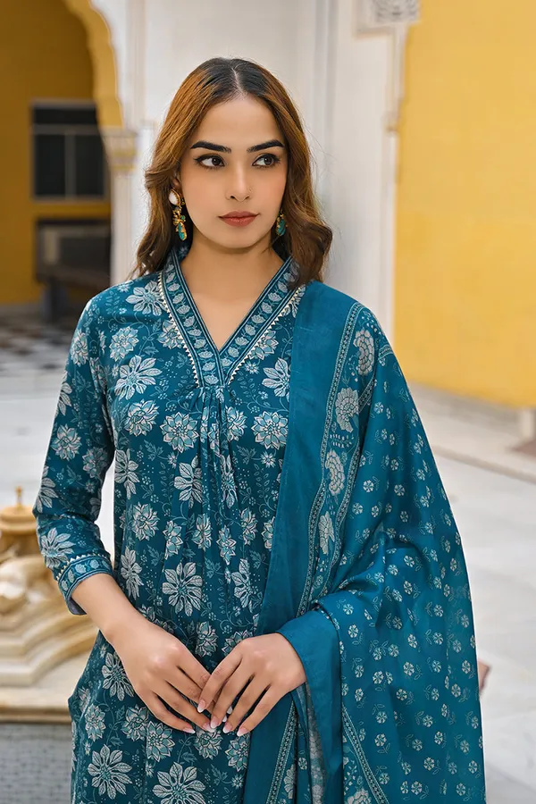 Blue_Rayon_Premium_&_Elegant_Kurta_,_Dupatta_Pant_For_Women_&_Girls