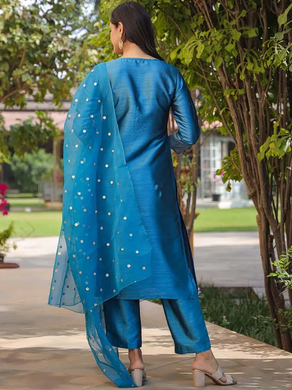 Blue_Cotton_Premium_&_Elegant_Kurta_,_Dupatta_Pant_For_Women_&_Girls