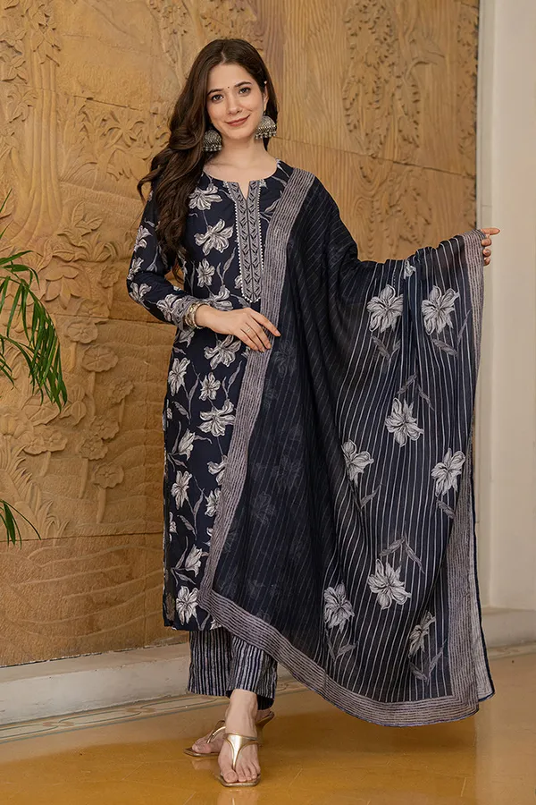 Navy_Blue_Premium_&_Elegant_Kurta_&_Pant_Set_With_Dupatta_For_Women_&_Girls