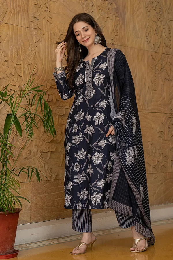 Navy_Blue_Premium_&_Elegant_Kurta_&_Pant_Set_With_Dupatta_For_Women_&_Girls
