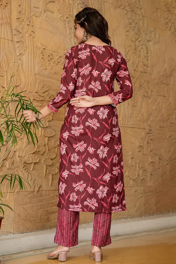 Maroon_Cotton_Premium_&_Elegant_Kurta_&_Pant_Set_With_Dupatta_For_Women_&_Girls