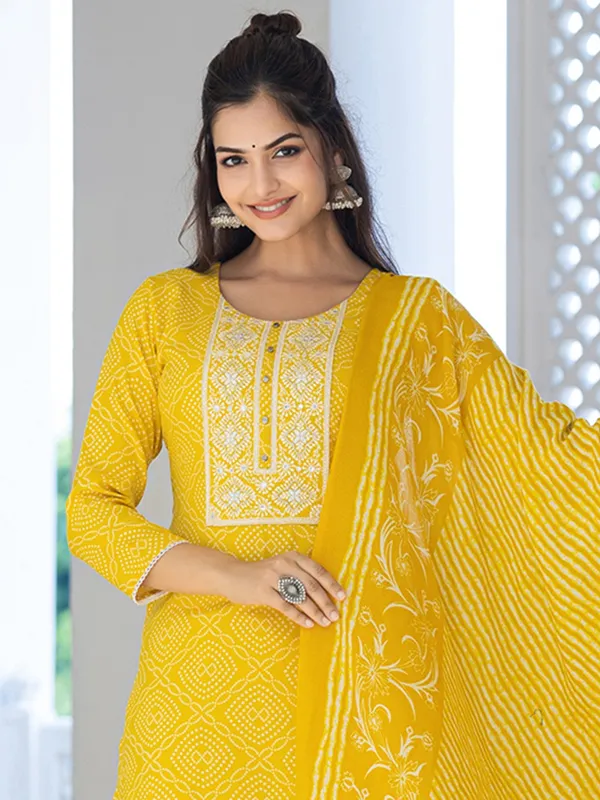 Yellow_Premium_&_Elegant_Kurta_&_Pant_Set_With_Dupatta_For_Women_&_Girls