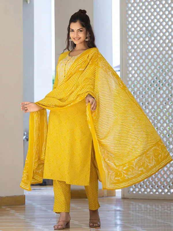 Yellow_Premium_&_Elegant_Kurta_&_Pant_Set_With_Dupatta_For_Women_&_Girls