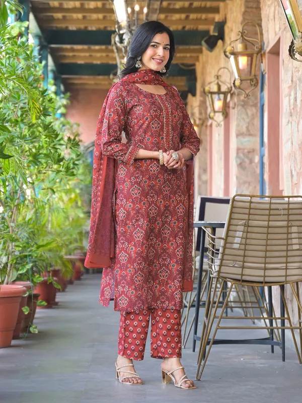 Red_Premium_&_Elegant_Kurta_&_Pant_Set_With_Dupatta_For_Women_&_Girls