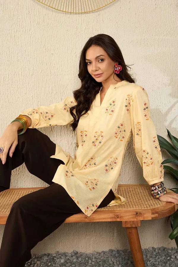 Yellow_Cotton_Premium_&_Elegant_Top_For_Women_&_Girls
