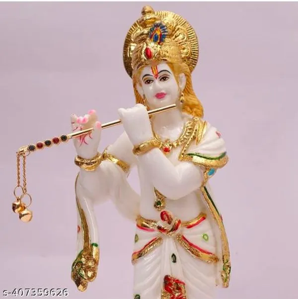White_Kamal_Krishna_Idol_Marble_Murti_For_Home_Decor_&_Puja_Elegant_Marble_Idol_For_Home_Decor_&_Puja