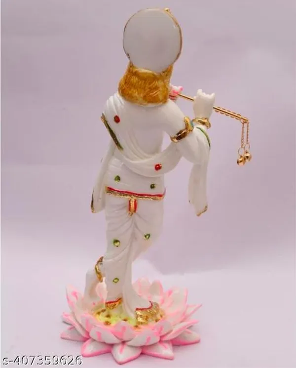 White_Kamal_Krishna_Idol_Marble_Murti_For_Home_Decor_&_Puja_Elegant_Marble_Idol_For_Home_Decor_&_Puja
