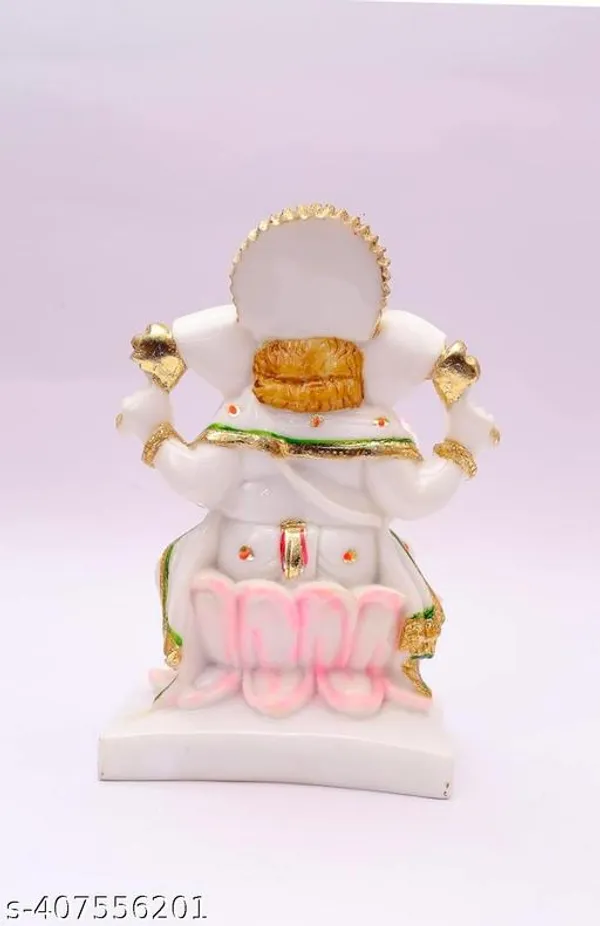 White_Premium_Marble_Finish_Lord_Ganesha_Idol_Sitting_On_Lotus_For_Home_Decor,_Pooja_Room_&_Diwali_Gift_|_Ganpati_Murti_For_Mandir_Decoration