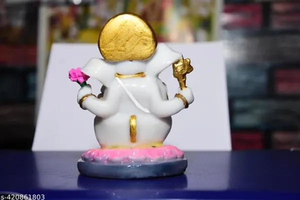 White_Kamal_Ganesh_Idol_Marbel_Stechu_For_Home_Decor_And_Worship