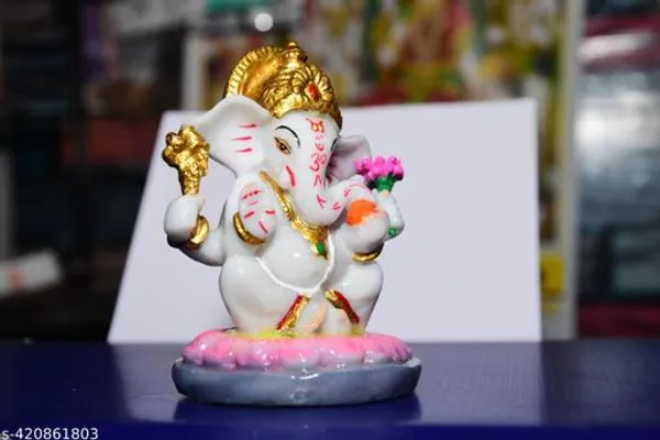 White_Kamal_Ganesh_Idol_Marbel_Stechu_For_Home_Decor_And_Worship