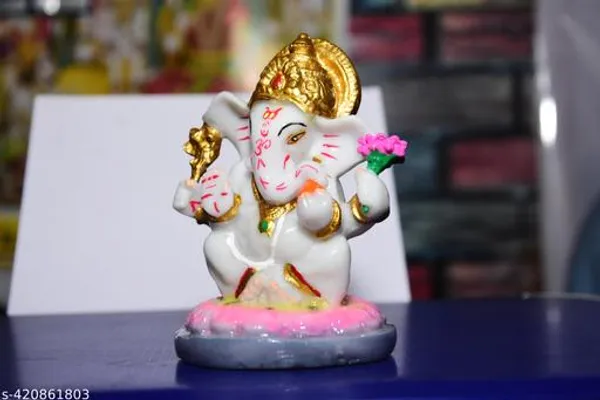 White_Kamal_Ganesh_Idol_Marbel_Stechu_For_Home_Decor_And_Worship