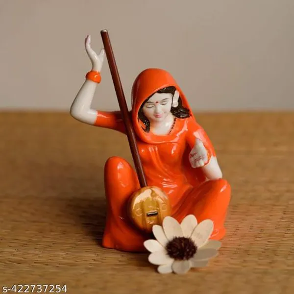 Multicolor_Meera_Bai_Idol_|_Orange_Meera_Bai_Statue_|_Devotional_Decorative_Showpiece_For_Living_Room,_Temple_&_Office_Table_And_For_Home_Decor,_Pooja_Mandir_&_Spiritual_Gift