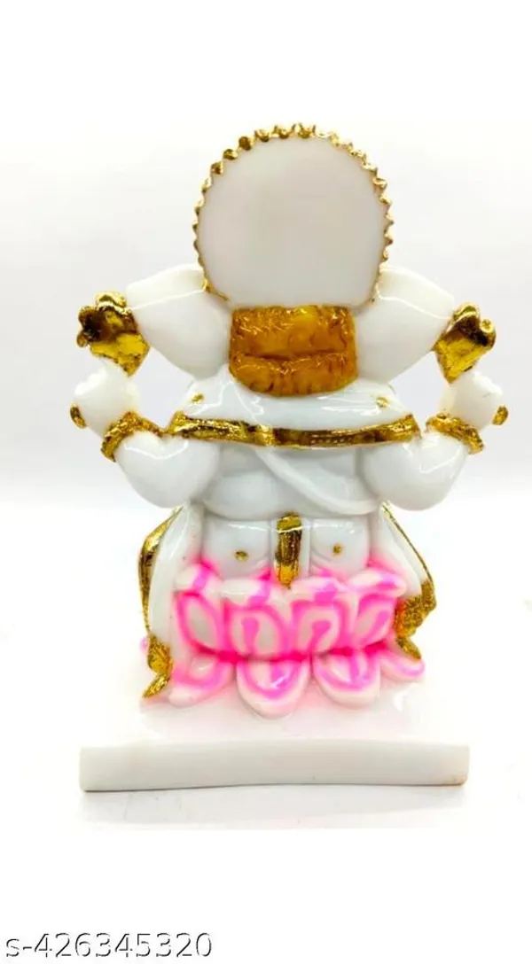 White_Premium_Kamal_Ganesh_Marble_Idol_|_Handcrafted_Ganpati_Murti_For_Pooja,_Home_Decor_&_Gift