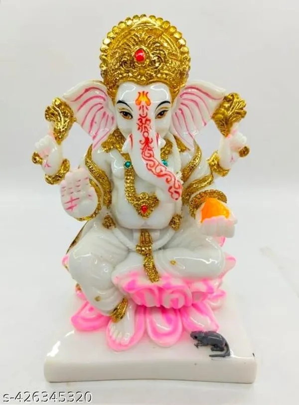 White_Premium_Kamal_Ganesh_Marble_Idol_|_Handcrafted_Ganpati_Murti_For_Pooja,_Home_Decor_&_Gift