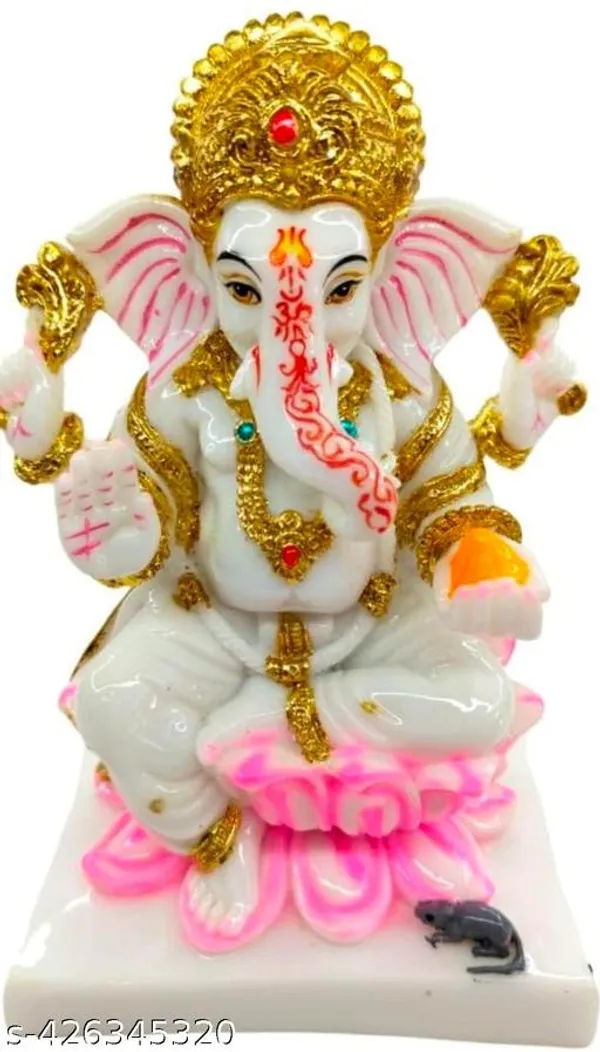 White_Premium_Kamal_Ganesh_Marble_Idol_|_Handcrafted_Ganpati_Murti_For_Pooja,_Home_Decor_&_Gift