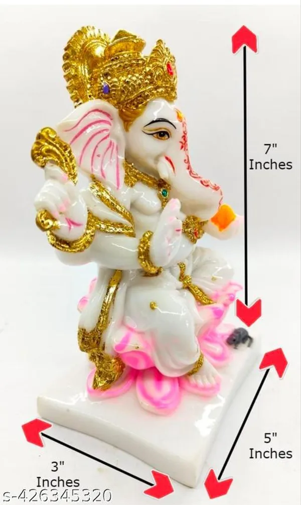 White_Premium_Kamal_Ganesh_Marble_Idol_|_Handcrafted_Ganpati_Murti_For_Pooja,_Home_Decor_&_Gift