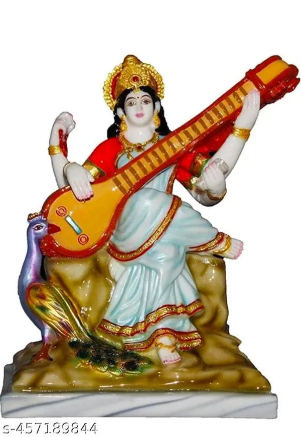 Multicolor_Beautiful_Saraswati_Mata_Idol_|_Marble_Look_Statue_For_Vasant_Panchami,_Navratri_&_Diwali_Puja_|_Goddess_Of_Wisdom_&_Knowledge_For_Home_Decor_And_Worship
