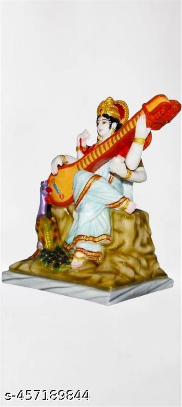 Multicolor_Beautiful_Saraswati_Mata_Idol_|_Marble_Look_Statue_For_Vasant_Panchami,_Navratri_&_Diwali_Puja_|_Goddess_Of_Wisdom_&_Knowledge_For_Home_Decor_And_Worship
