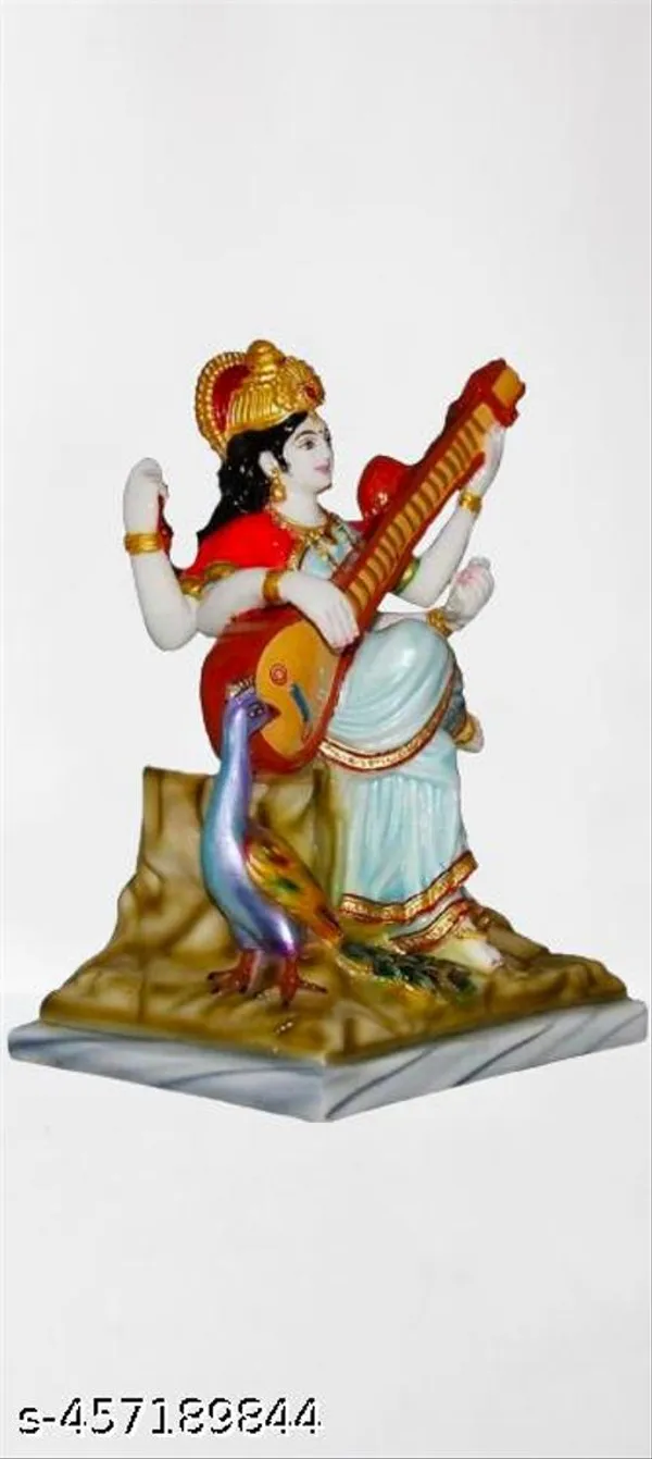 Multicolor_Beautiful_Saraswati_Mata_Idol_|_Marble_Look_Statue_For_Vasant_Panchami,_Navratri_&_Diwali_Puja_|_Goddess_Of_Wisdom_&_Knowledge_For_Home_Decor_And_Worship