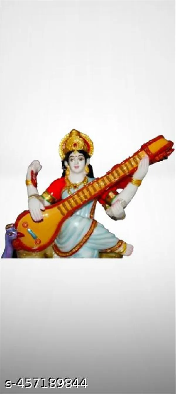 Multicolor_Beautiful_Saraswati_Mata_Idol_|_Marble_Look_Statue_For_Vasant_Panchami,_Navratri_&_Diwali_Puja_|_Goddess_Of_Wisdom_&_Knowledge_For_Home_Decor_And_Worship